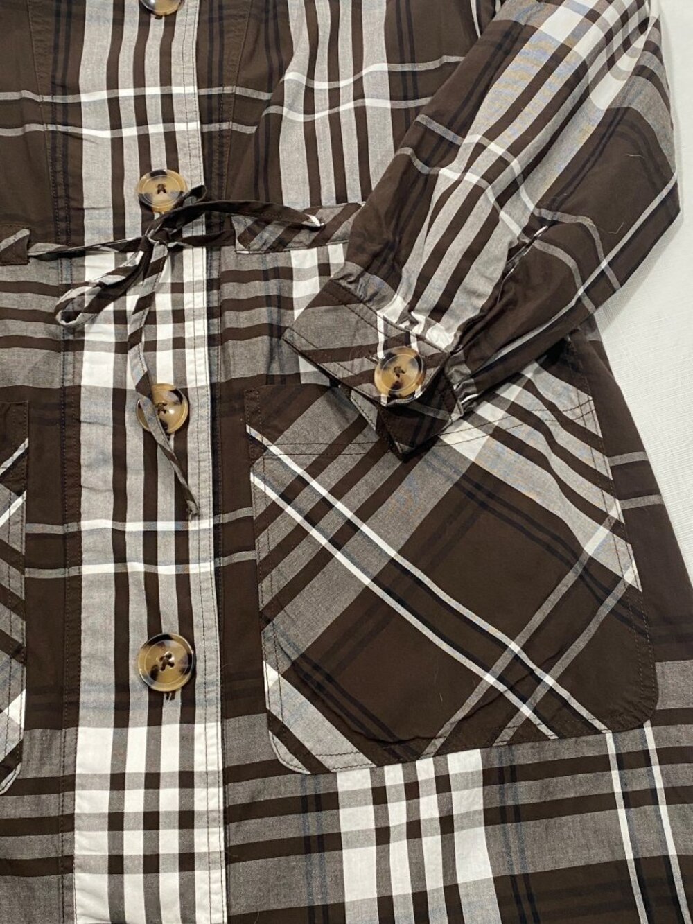 Tuckernuck Brown and White Plaid Long Sleeve Shirt Dress - Picture 8 of 11